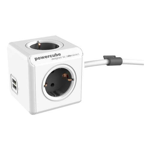 Удлинитель Allocacoc 1402GY/DEEUPC, 4 розетки, 1,5 м, White/Grey