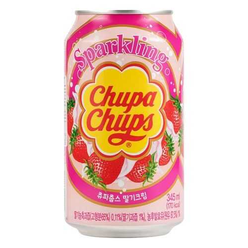 Напиток безалкогольный сильногазированный Chupa Chups клубника жестяная банка 0.345 л