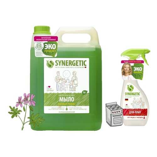Synergetic Жидкое мыло Луговые травы 5 л + подарок Спрей для кухонных поверхностей 500 мл