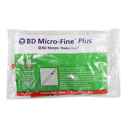 Шприц инсулиновый BD Micro-Fine Plus 1 мл 0,3 х 8 мм 10 шт.