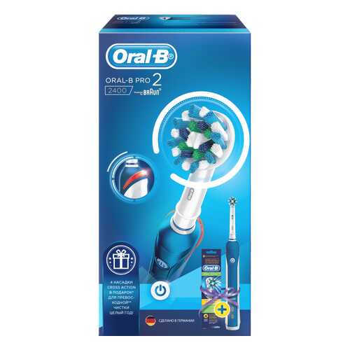 Электрическая зубная щетка Braun Oral-B Pro 2400 D501.513.2+EB50 CrossAction
