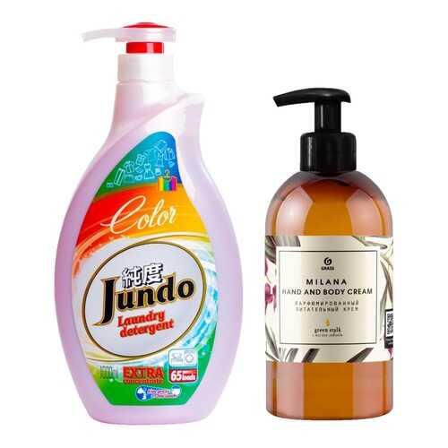 Гель для стирки цветного белья Jundo Color, 1 л + Крем для рук Milana Green Stalk 300 мл