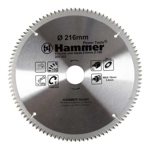 Диск по алюминию для дисковых пил Hammer Flex 205-302 CSB AL (30682)