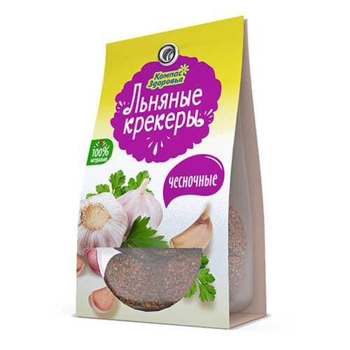Крекеры льняные с чесноком Компас здоровья 50 г