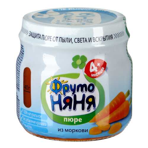 Пюре овощное ФрутоНяня Из моркови с 4 месяцев 80 г