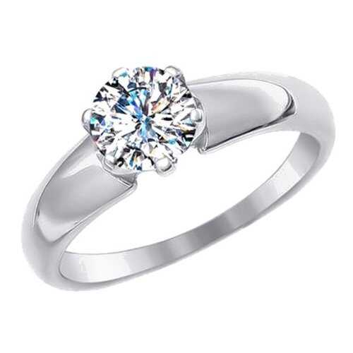 Помолвочное кольцо женское SOKOLOV из белого золота со Swarovski Zirconia 81010237 р.19