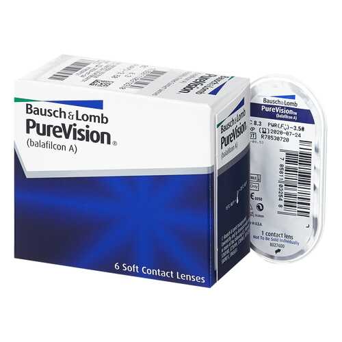 Контактные линзы PureVision 6 линз R 8,3 -3,50
