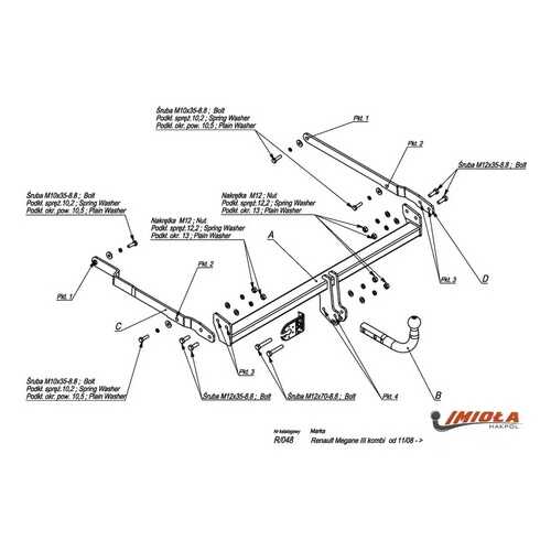 Imiola Фаркоп Renault Megane универсал 2008-2013 твердое крепление (с электрикой)