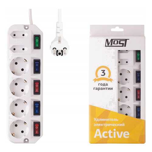 Удлинитель MOST Active A16, 6 розеток, 5 м, White