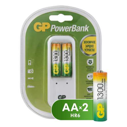 Зарядное устройство + аккумуляторы GP PB410GS130-2CR2 AA 2 шт. 1300 mAh