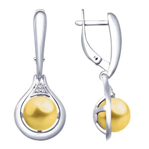 Серьги SOKOLOV из серебра с жемчугом Swarovski и фианитами 94023017