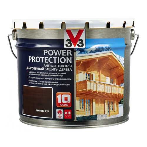 V33 Power Protection антисептик для долговечной защиты дерева 9 л, Цвет темный дуб