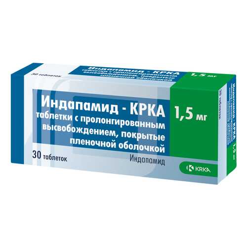 Индапамид-КРКА таблетки пролонг.п.п.о.1,5 мг №30