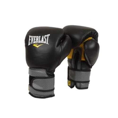 Боксерские перчатки тренировочные Everlast Pro Leather Strap черные 14 унций