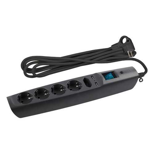 Сетевой фильтр ЭРА SFU-5es-2m-B, 5 розеток, 2 м, Black