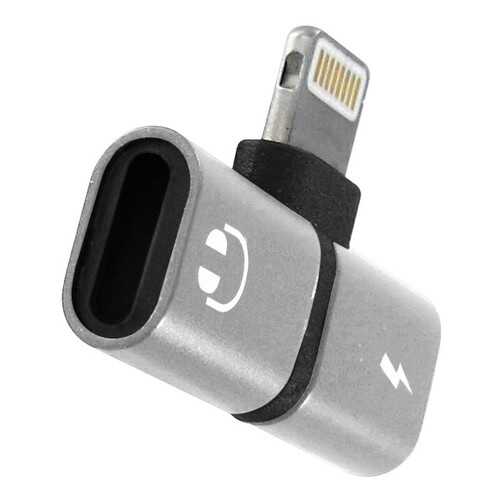 Переходник Krutoff Lightning - Lightning Charging+Lightning EarPods (silver)