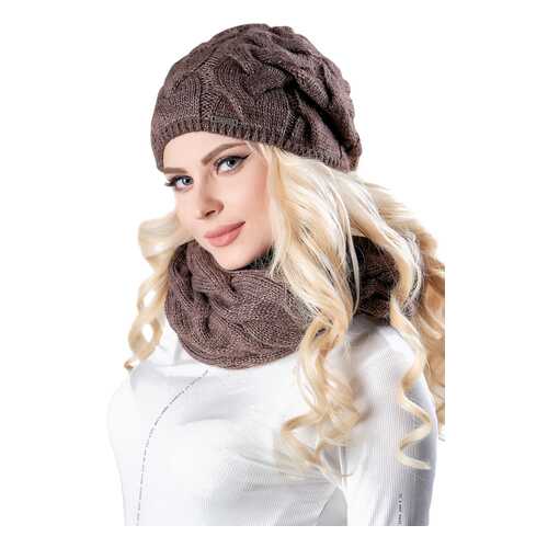 Комплект (шапка+снуд) женский Jagga 1501 коричневый ONE SIZE