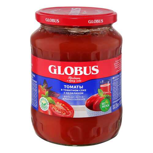 Томаты Globus в томатном соке с базиликом 680г