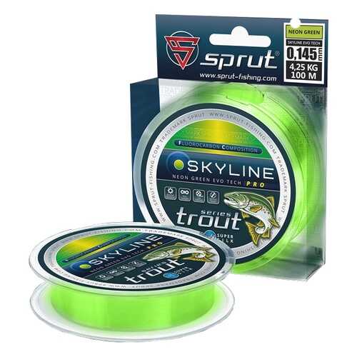 Леска монофильная Sprut Skyline Evo Tech Pro Neon Green 100 м, 0,145 мм, 4,25 кг