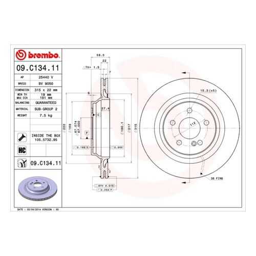 Тормозной диск brembo 09.C134.11