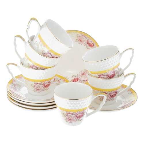 Кофейный сервиз Loraine Розы 25788 Белый, желтый, розовый