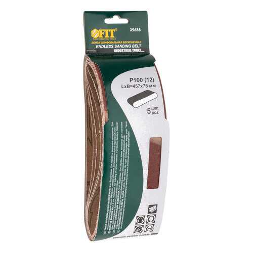Ремни шлифовальные 75х457 мм Р 100, 5шт. FIT 39685