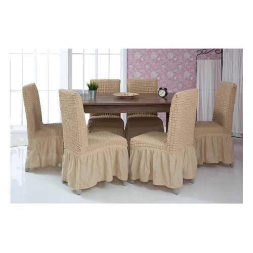 Чехлы на стулья с оборкой Venera Chair cover, цвет: светло-бежевый, комплект 6 шт