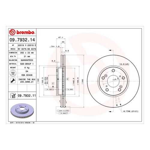 Тормозной диск brembo 09.7932.11
