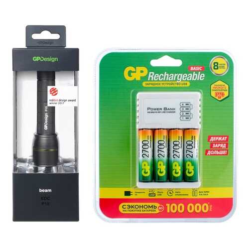 Туристический фонарь GP P15NX00001SD1 + 270AAHC/CPB-2CR4 холодный, серый, 5 режимов