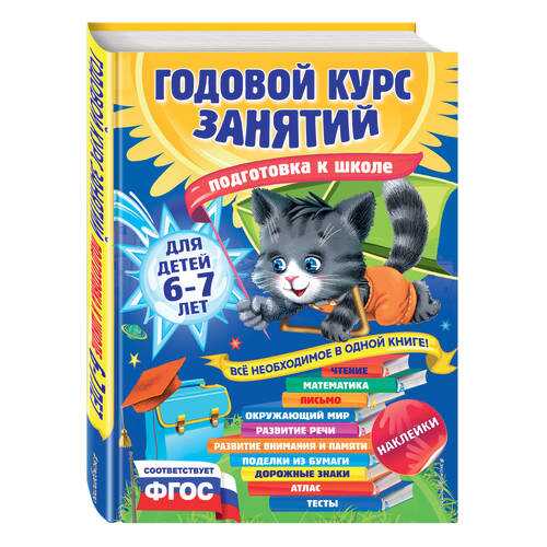 Годовой курс Занятий: для Детей 6-7 лет, подготовка к Школе (С наклейками)