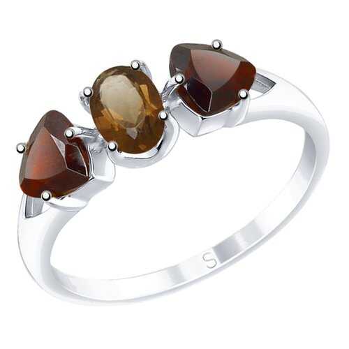 Серебряное кольцо женское с полудрагоценными вставками SOKOLOV 92011589 р.18