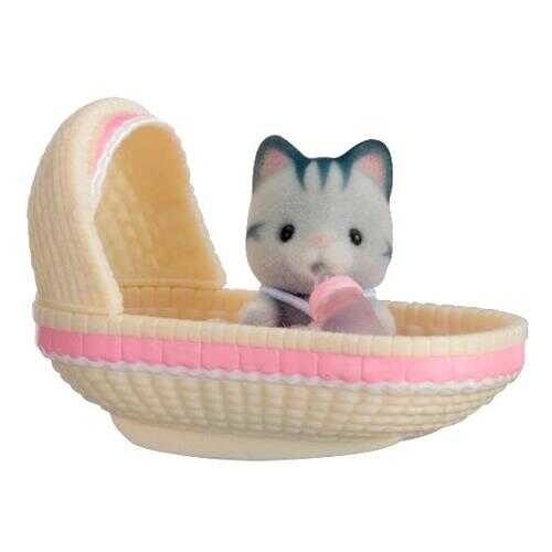 Игровой набор sylvanian families младенец в пластиковом сундучке (котенок в люльке)