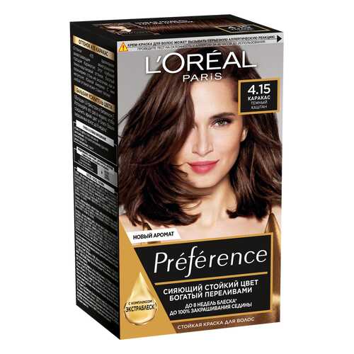 Краска для волос L'Oreal Paris Preference оттенок 4,15 Каракас темно-каштановый