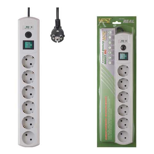 Сетевой фильтр MOST Real RG, 6 розеток, 10 м, White