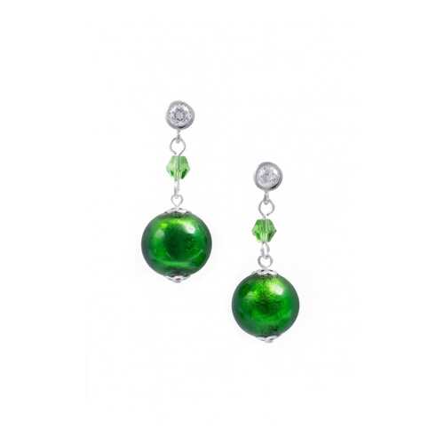 Серьги Perla Appeso Argento 09030533 зеленые