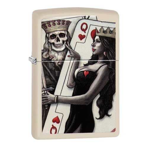 Зажигалка Zippo Skull, King, Queen Beauty Cream Matte