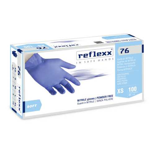 Резиновые перчатки, нитриловые, синие, Reflexx R76-L. 3,5 гр. Толщина 0,07 мм.