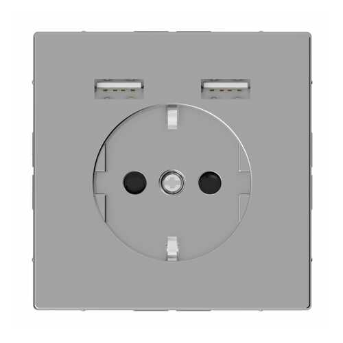 Розетка SE Merten D-Life Нержавеющая Сталь Schuko с 2 USB c зарядным устройством 2,4 A