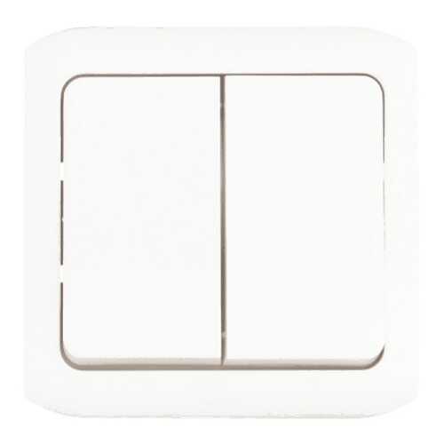 Выключатель двухклавишный Legrand ОП 10 АХ Quteo, IP44, белый