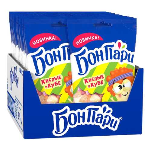 Суфле Бон Пари кислые в кубе со вкусом фруктов 15 шт по 65 г