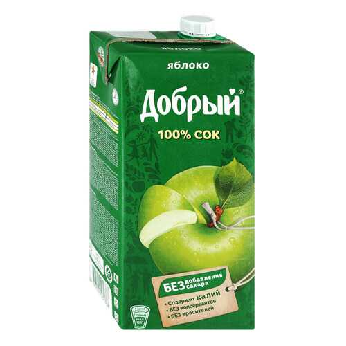 Сок ДОБРЫЙ Яблоко T-Pack 2л*2 шт