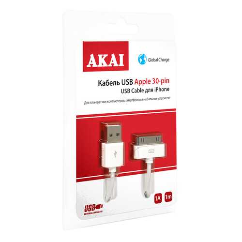 Кабель Akai 601W 30-pin 1м White