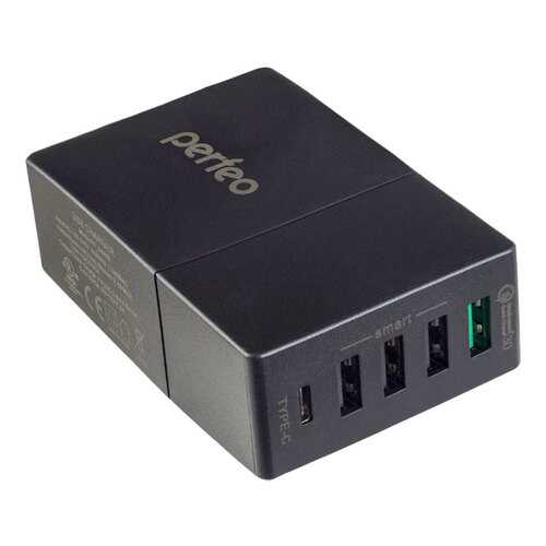 Сетевое зарядное устройство Perfeo 3xUSB, QC3.0, Type C, черный, FAST 5 (PF_A4455)