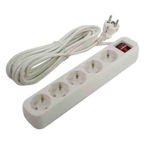 Удлинитель Defender S550, 5 розеток, 5 м, White