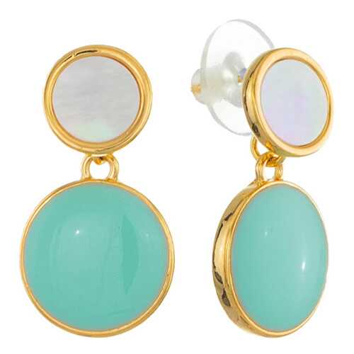 Серьги Corona Style B006E04961 золотисто-бирюзовые