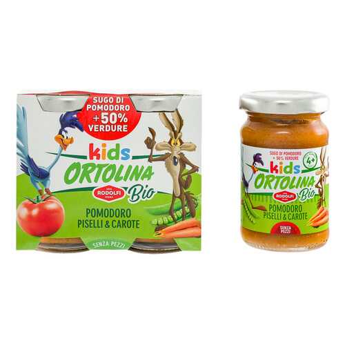 Соус Rodolfi Ortolina Kids Bio томатный с зеленым горошком и морковью 2 шт 100г
