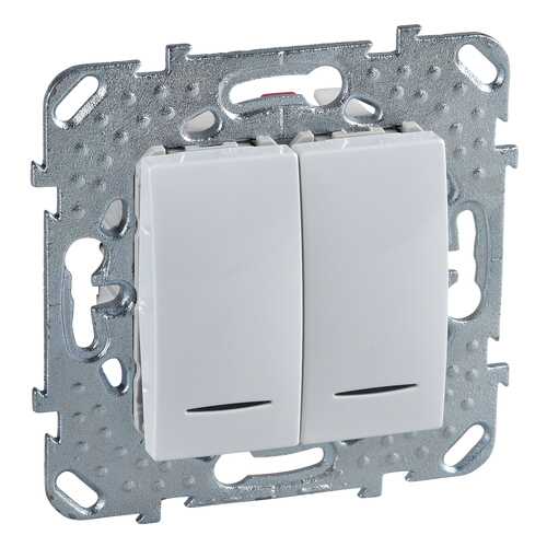 Механизм переключателя СП Schneider Electric Unica, двухклавишный, с индикатором, белый