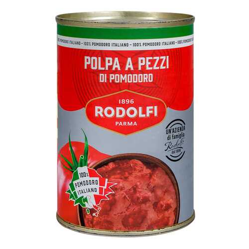 Томаты Rodolfi очищенные резаные кубиками 400 г
