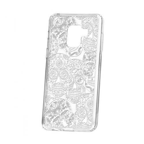 Чехол Kruche Samsung Galaxy A8 2018 (A530) Print Skull White