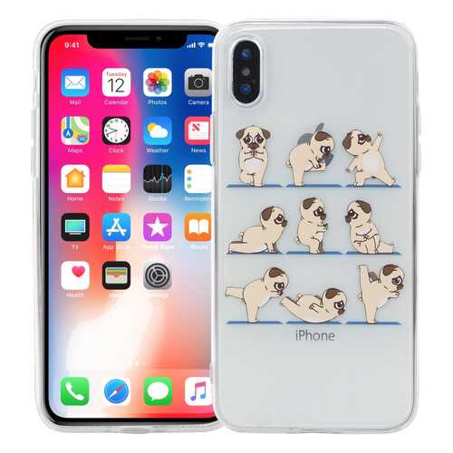 Чехол KAWAI для iPhone X/XS Мопсы йоги